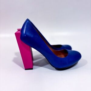 UNITED NUDE Blue Pumps with Sculptural‎ Pink Block Heel – EU 37 *